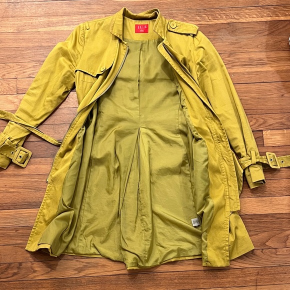 Elle Vintage Y2K Mustard Trench Coat - Picture 8 of 9